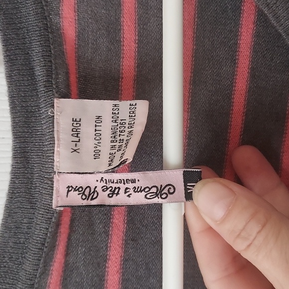 Gray and Pink Striped Women's Maturnity Top. XL - Picture 2 of 3